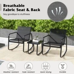 Tangkula 3 Piece Rocking Bistro Set Patio Furniture Set W/ 2 Rocking Chairs & Glass-Top Coffee Table -Tangkula Shop GUEST 7b88fdf3 d289 4845 80c8 15126e589612