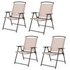 Tangkula 2/4 Piece Patio Folding Chairs Outdoor Dining Chairs W/ Breathable Fabric Heavy Duty Steel & Rustproof Steel Frame -Tangkula Shop GUEST 7ba42938 d543 4a70 ae79 c682a2ee6425