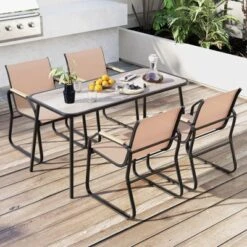 Tangkula 5 PCS Patio Dining Set W/ Wood-like Armrests & Metal Frame For Garden Yard 18 Tangkula 5 PCS Patio Dining Set W/ Wood-like Armrests & Metal Frame For Garden Yard -Tangkula Shop GUEST 7bc2c434 8e0e 4e29 8c8d 708034e93b8c
