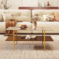 Tangkula 2-Tier Glass Coffee Table W/ Tampered Glass Tabletop & Open Storage Shelf -Tangkula Shop GUEST 7be11804 3548 45e6 a8a1 b44a53571c2e