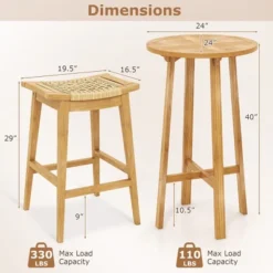 Tangkula 3 Piece Patio Bar Set Round Cocktail Table W/ 2 Rattan Saddle Stools -Tangkula Shop GUEST 7c231d1b 1fe0 4d4b 8e6c 00fc2049488c