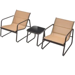 Tangkula 3-Piece Outdoor Conversation Set with Ergonomic Metal Chairs & Tempered Glass Coffee Table -Tangkula Shop GUEST 7c379d43 47c9 4676 b3df 1ee819c9b43f