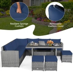 Tangkula 7PCS Rattan Patio Sectional Sofa Set Conversation Set W/ Navy Cushions -Tangkula Shop GUEST 7c43d191 2cd5 48e1 ae15 3bc1ccc9275b