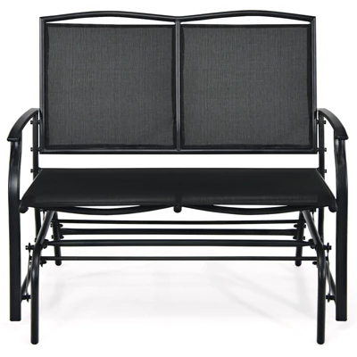 Tangkula 2 Person Swing Glider Bench Patio Rocking Lounge Chair W/Steel Frame For Garden Backyard Balcony Gray/Black 6 Tangkula 2 Person Swing Glider Bench Patio Rocking Lounge Chair W/Steel Frame For Garden Backyard Balcony Gray/Black - Image 6