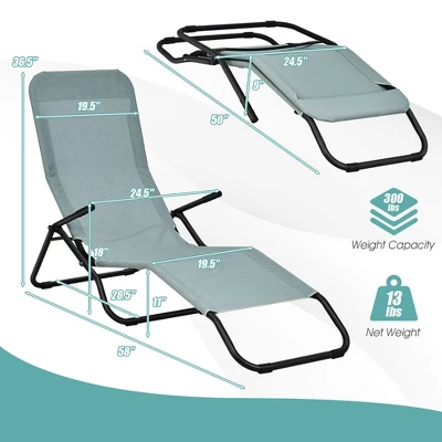 Tangkula 2 PCS Outdoor Chaise Lounge Folding Stacking Reclining Chairs 7 Tangkula 2 PCS Outdoor Chaise Lounge Folding Stacking Reclining Chairs - Image 7