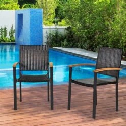 Tangkula 4PCS Stackable Patio Wicker Dining Chair Rattan Armchair Outdoor Yard -Tangkula Shop GUEST 7c57f922 10e6 4e09 8114 9586d3817f3d