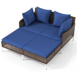 Tangkula Outdoor Rattan Double Daybed Wicker Chaise Lounge For 2 W/ Seat & Back Cushions -Tangkula Shop GUEST 7c8af9f1 c706 4932 a5c4 258a15ac2006