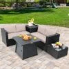 Tangkula 5-Piece Outdoor Patio Set with 50,000 BTU Propane Fire Pit