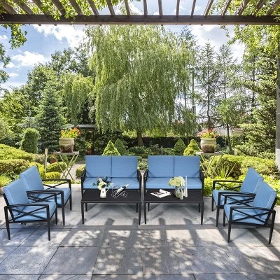 Tangkula 8-Piece Aluminum Outdoor Patio Conversation Set with Cushioned Seating 2 Tangkula 8-Piece Aluminum Outdoor Patio Conversation Set with Cushioned Seating - Image 2