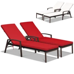 Tangkula 2 PCS Patio Rattan Chaise Lounge Chair Outdoor Reclining Chaise With Cushion And Armrest Wicker Sun Lounger With Adjustable Backrest -Tangkula Shop GUEST 7d328e6b 372a 4ad1 8f52 a31d9af0e2fc
