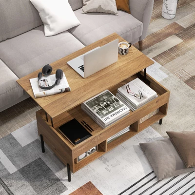 Tangkula Lift Top Coffee Table With Metal Legs Rising Center Table With Hidden Compartment & 3 Open Cubbies Multifunctional Dining Working Table 1 Tangkula Lift Top Coffee Table With Metal Legs Rising Center Table With Hidden Compartment & 3 Open Cubbies Multifunctional Dining Working Table