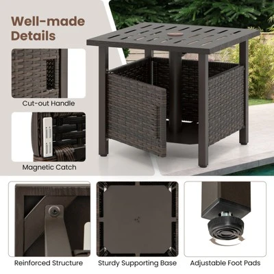 Tangkula Outdoor Side Table W/ 1.93"Umbrella Hole Patio Umbrella Stand W/ 2 Sand Bags 7 Tangkula Outdoor Side Table W/ 1.93"Umbrella Hole Patio Umbrella Stand W/ 2 Sand Bags - Image 7