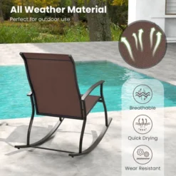 Tangkula Set Of 4 Outdoor Rocking Chair Patio Rocker W/ Breathable Fabric Brown -Tangkula Shop GUEST 7d8f5ff5 ed53 4cc3 8ea3 d8e4b870e59b