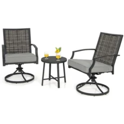 Tangkula 3PCS Swivel Chair Set Coffee Table Wicker Cushioned Seat Balcony Porch Patio 5 Tangkula 3PCS Swivel Chair Set Coffee Table Wicker Cushioned Seat Balcony Porch Patio -Tangkula Shop GUEST 7d9d74eb 3a97 4534 b5c3 52d954b6f5eb
