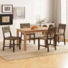 Tangkula Wooden Dining Chair Set Of 4 W/ Natural Weave Seagrass Rattan Backrest & Seat