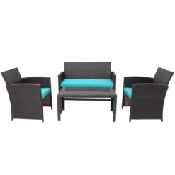 Tangkula 8-Piece Outdoor Patio Furniture Set with Weather-Resistant Rattan and Turquoise Cushions -Tangkula Shop GUEST 7e73d510 1f19 4d3b a72d 28b75919f031