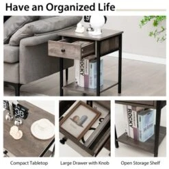 Tangkula Industrial End Side Table Nightstand With Drawer Shelf Rustic Grey Oak -Tangkula Shop GUEST 7e79f9c6 f2c8 44a6 b8fe 1ce908fd9099