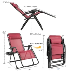 Tangkula Oversized Zero Gravity Lounge Chair Folding Recliner W/ Cup Holder & Pillow, Red 11 Tangkula Oversized Zero Gravity Lounge Chair Folding Recliner W/ Cup Holder & Pillow, Red -Tangkula Shop GUEST 7e968e63 b7b5 4a2e b66f 697bdf8ba04b