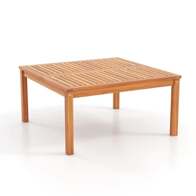 Tangkula Outdoor Coffee Table W/ Slatted Tabletop Small Outside Table Square Patio Table 7 Tangkula Outdoor Coffee Table W/ Slatted Tabletop Small Outside Table Square Patio Table - Image 7