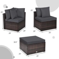 Tangkula 4PCS Rattan Patio Conversation Furniture Set Yard Outdoor W/ Grey Cushion -Tangkula Shop GUEST 7ecb574b 6461 413c a31d 7187833e15d1
