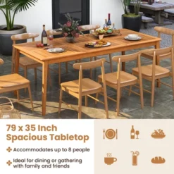 Tangkula Outdoor Acacia Wood Dining Table For 8 People 79” X 35” Rectangular Patio Bistro Table With Built-in Umbrella Hole Picnic Table For Porch -Tangkula Shop GUEST 7ed8bd21 ffc3 4097 b17a 58302bb5af04