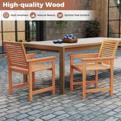 Tangkula Patio Chairs Set of 4 - Solid Wood Outdoor Dining Chairs with Ergonomic Backrest 3 Tangkula Patio Chairs Set of 4 - Solid Wood Outdoor Dining Chairs with Ergonomic Backrest - Image 3