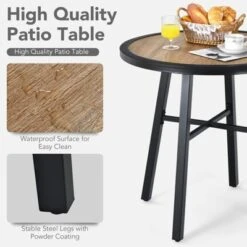 Tangkula 29" Patio Round Bistro Metal Table Patio Coffee Table With Heavy-Duty Steel Frame Wood-Like Top Outdoor Garden Deck Backyard -Tangkula Shop GUEST 7f5691ab dab8 4e9e a097 70da141ea8ed