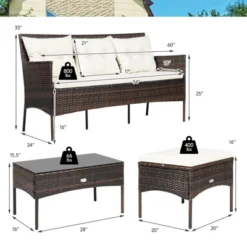 Tangkula 3 PCS Patio Furniture Set Outdoor All Weather Wicker Conversation Set W/Cushioned Ottoman & Side Table -Tangkula Shop GUEST 7f5dda1d 1959 4a55 8cf4 83411515ac1b