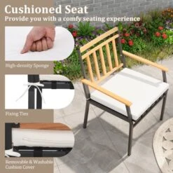 Tangkula 3 Pieces Acacia Wood Bistro Set Patio Conversation Set With Cushions And Coffee Table Outdoor Bistro Table And Chairs Set For Porch -Tangkula Shop GUEST 7f7b6635 6460 42f4 b27a 5ac0ba644794
