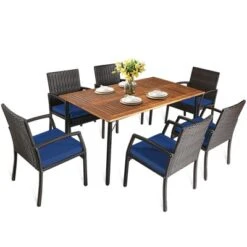 Tangkula 7-Piece Outdoor Patio Dining Set - Acacia Wood Table & Wicker Armchairs 14 Tangkula 7-Piece Outdoor Patio Dining Set - Acacia Wood Table & Wicker Armchairs -Tangkula Shop GUEST 7f8f1152 eb97 47c7 a240 5abb5a4d1520