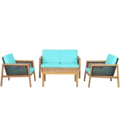 Tangkula 8-Piece Patio Furniture Set - Acacia Wood & PE Rattan Sofa -Tangkula Shop GUEST 7fd53f93 25c1 4c16 9045 acef66225ab9