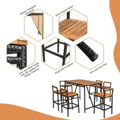 Tangkula 7-Piece Patio Rattan Bar Set with Acacia Wood Top and 6 Stools 12 Tangkula 7-Piece Patio Rattan Bar Set with Acacia Wood Top and 6 Stools -Tangkula Shop GUEST 7fddcdbd 7c75 4c65 a23b 2378fd95d65c