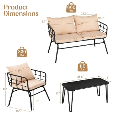 Tangkula 4PCS Patio Conversation Set Outdoor Furniture Set W/ Cushions Steel Structure 2 Tangkula 4PCS Patio Conversation Set Outdoor Furniture Set W/ Cushions Steel Structure - Image 2