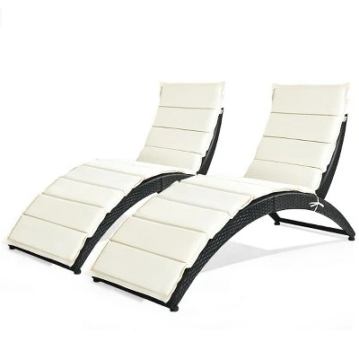 Tangkula 2PCS Foldable Rattan Wicker Chaise Lounge Chair W/ Cushion Patio Outdoor 10 Tangkula 2PCS Foldable Rattan Wicker Chaise Lounge Chair W/ Cushion Patio Outdoor - Image 10