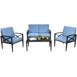 Tangkula 4-Piece Outdoor Aluminum Patio Conversation Set Cushioned Sofa Chair With Coffee Table -Tangkula Shop GUEST 8088144d a95d 4508 844b 4291d9e1f8bb