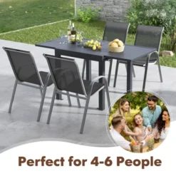 Tangkula Extendable Outdoor Dining Table - 31.5" to 63" Aluminum Patio Table -Tangkula Shop GUEST 8098ff29 5a85 4a70 83c3 04df246c61e1
