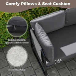 Tangkula Patio Loveseat W/ Removable Pillows & Seat Cushion Side Armrest Metal Frame -Tangkula Shop GUEST 80a860b1 cbc4 4e3a b4ee 470c14d81c52