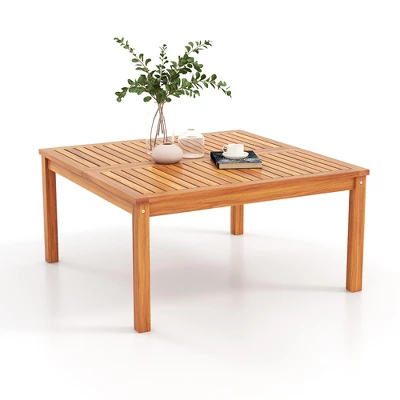 Tangkula Outdoor Coffee Table W/ Slatted Tabletop Small Outside Table Square Patio Table 9 Tangkula Outdoor Coffee Table W/ Slatted Tabletop Small Outside Table Square Patio Table - Image 9