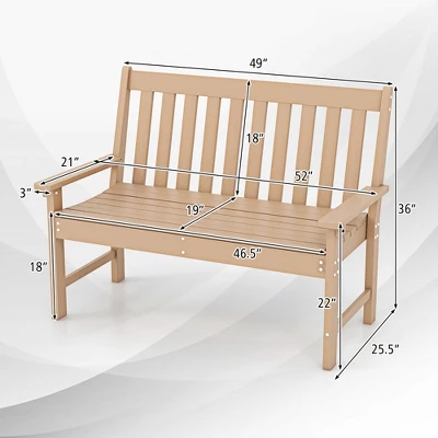 Tangkula 2-Person All-Weather HDPE Garden Bench for Patio and Porch 8 Tangkula 2-Person All-Weather HDPE Garden Bench for Patio and Porch - Image 8