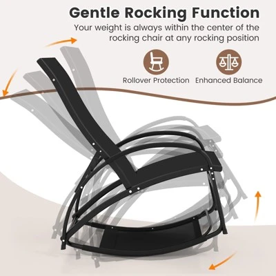 Tangkula Rocking Chair Outdoor 2-in-1 Convertible Lounge Chair With 4-Level Adjustable Backrest Heavy-Duty Aluminum Frame Patio Sun Lounger Rocker 6 Tangkula Rocking Chair Outdoor 2-in-1 Convertible Lounge Chair With 4-Level Adjustable Backrest Heavy-Duty Aluminum Frame Patio Sun Lounger Rocker - Image 6