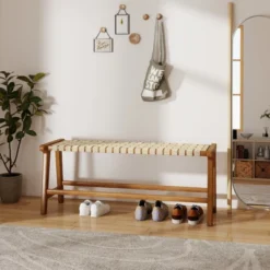 Tangkula 47" Solid Teak Wood Patio Bench with Hand-Woven Seat 18 Tangkula 47" Solid Teak Wood Patio Bench with Hand-Woven Seat -Tangkula Shop GUEST 817f9429 9e21 4fdd 8a7b 56d4229f83f0