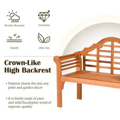 Tangkula Outdoor Wooden Folding Bench Two Person Loveseat Chair Garden Bench 6 Tangkula Outdoor Wooden Folding Bench Two Person Loveseat Chair Garden Bench - Image 6