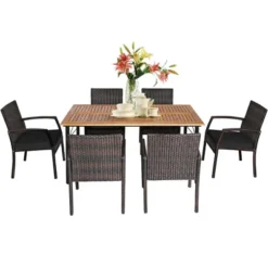 Tangkula 7PCS Patio Dining Furniture Set Yard W/ Wooden Tabletop Black Cushions 10 Tangkula 7PCS Patio Dining Furniture Set Yard W/ Wooden Tabletop Black Cushions -Tangkula Shop GUEST 81f1d37a eba3 411e 965c 38e7300e52a4