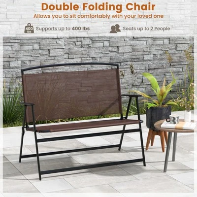 Tangkula Foldable 2-Person Garden Bench - Portable Outdoor Patio Loveseat 3 Tangkula Foldable 2-Person Garden Bench - Portable Outdoor Patio Loveseat - Image 3