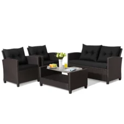 Tangkula 8-Piece Outdoor Conversation Set - PE Rattan Patio Furniture with Glass Coffee Table -Tangkula Shop GUEST 824808f7 80ea 4d1e af1b af7489126a32
