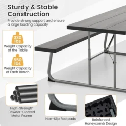 Tangkula Folding Picnic Table W/ 2 Benches 6 FT Camping Table Set W/ Metal Frame 16 Tangkula Folding Picnic Table W/ 2 Benches 6 FT Camping Table Set W/ Metal Frame -Tangkula Shop GUEST 825fb734 ff6e 4a53 9453 7dcfa137a37d