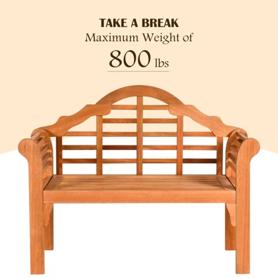 Tangkula Outdoor Wooden Folding Bench Two Person Loveseat Chair Garden Bench 5 Tangkula Outdoor Wooden Folding Bench Two Person Loveseat Chair Garden Bench - Image 5