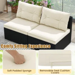 Tangkula 5-Piece Outdoor PE Rattan Patio Furniture Set with Cushions & Glass Table -Tangkula Shop GUEST 827c0fa9 7605 487a b1a7 73232e65c348