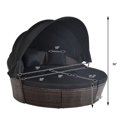 Tangkula Outdoor Rattan Round Daybed with Adjustable Table and Canopy 8 Tangkula Outdoor Rattan Round Daybed with Adjustable Table and Canopy - Image 8