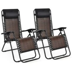 Tangkula Folding Recliner Patio Rattan Zero Gravity Lounge Chair with Headrest -Tangkula Shop GUEST 8322b20e 3f85 49c4 af95 33afb0f2084a